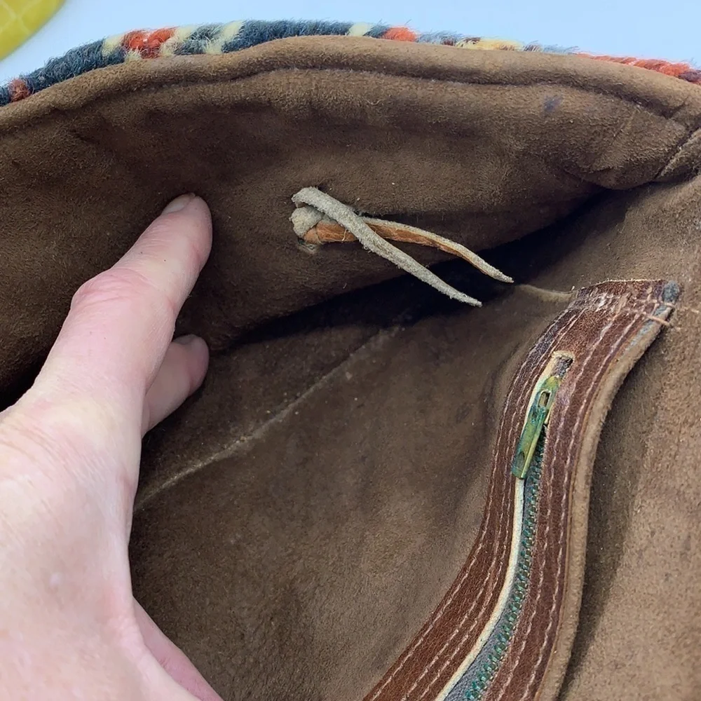 Milton Hefling NY Vintage Tapestry Leather Creation Suede Embroidery Clutch Bag
